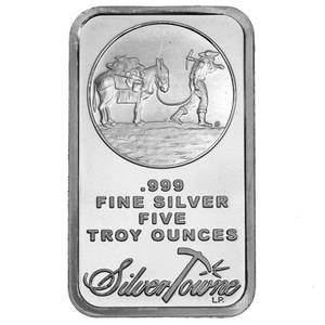 United States / Silver Five Ounces Bar - SilverTowne Prospector - reverse photo