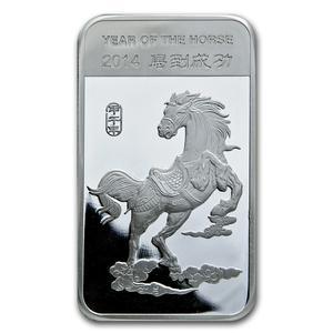 United States / Silver Ten Ounces 2014 Year of the Horse - Bar - reverse photo