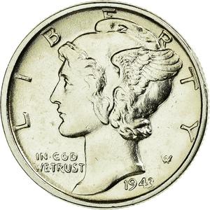 United States / One Dime 1943 Mercury - obverse photo