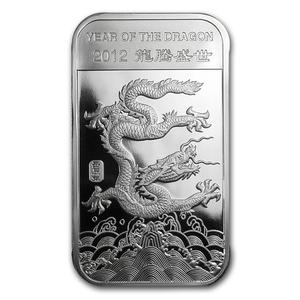 United States / Silver Five Ounces 2012 Year of the Dragon - Bar - reverse photo