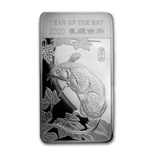 United States / Silver Ten Ounces 2020 Year of the Rat - Bar - reverse photo