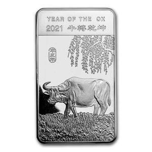 United States / Silver Ten Ounces 2021 Year of the Ox - Bar - reverse photo