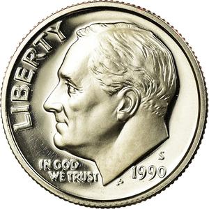 United States / One Dime 1990 Roosevelt - obverse photo