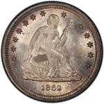 Quarter Dollar 1862 Seated Liberty: Photo 1862 25C (Regular Strike) / thumbnail
