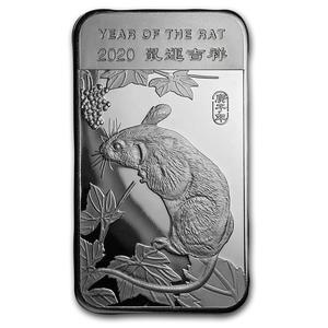 United States / Silver Five Ounces 2020 Year of the Rat - Bar - reverse photo
