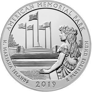 United States / Silver Five Ounces 2019 American Memorial Park - reverse photo