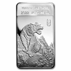 United States / Silver Ten Ounces 2022 Year of the Tiger - Bar - reverse photo