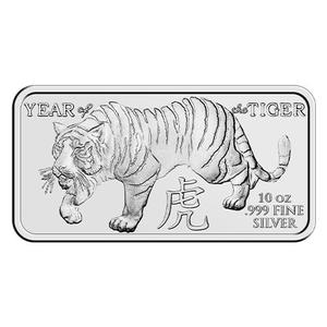 United States / Ten Ounces 2022 Year of the Tiger Silver Bar - reverse photo