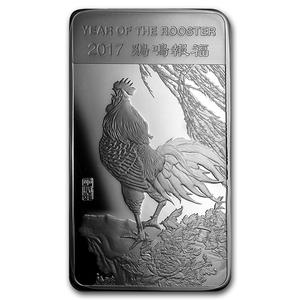 United States / Silver Ten Ounces 2017 Year of the Rooster - Bar - reverse photo