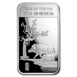 United States / Silver Five Ounces 2019 Year of the Pig - Bar - reverse photo