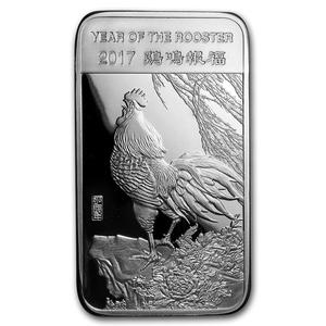 United States / Silver Five Ounces 2017 Year of the Rooster - Bar - reverse photo
