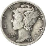 One Dime 1928 Mercury: Photo United States - Mercury Dime 1928 / thumbnail