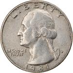 United States / Quarter Dollar 1981 Washington - obverse photo