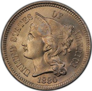 United States / Three Cents 1880 - obverse photo