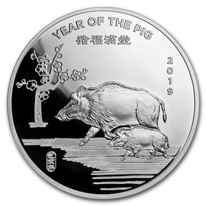United States / Silver Five Ounces 2019 Year of the Pig - reverse photo