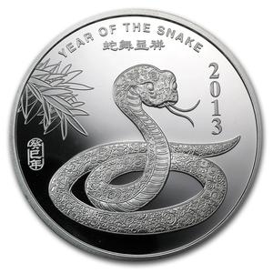 United States / Silver Two Ounces 2013 Year of the Snake - reverse photo