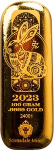 United States / Gold One Hundred Grams 2023 Year of the Rabbit - reverse photo