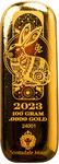 Gold One Hundred Grams 2023 Year of the Rabbit: Photo 2023 Year of the Rabbit 100 Gram Gold Bar / thumbnail