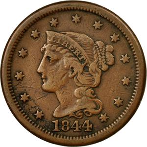 United States / One Cent 1844 Braided Hair - obverse photo