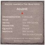 Silver Ounce 2023 Native America - Maine: Photo Coin, United States, Silver Ounce 2023 Native America - Maine / thumbnail