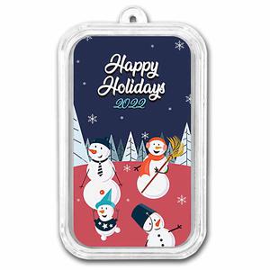 United States / Silver Ounce 2022 Cheery Snowmen - Bar - reverse photo