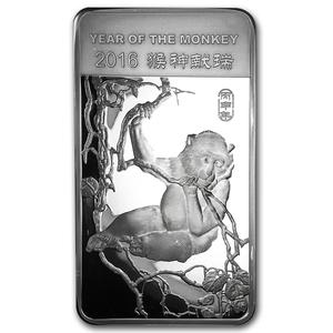 United States / Silver Ten Ounces 2016 Year of the Monkey - Bar - reverse photo
