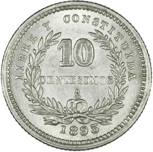 Uruguay / Ten Centesimos 1893 - reverse photo