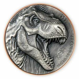 Vanuatu / Silver Five Ounces 2021 Tyrannosaurus Rex - reverse photo