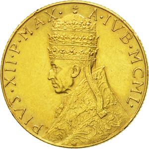 Vatican / One Hundred Lire 1950 Gold - obverse photo