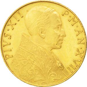 Vatican / One Hundred Lire 1955 Gold - obverse photo