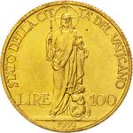 One Hundred Lire 1939 Gold: Photo Coin, Vatican, One Hundred Lire 1939 Gold / thumbnail