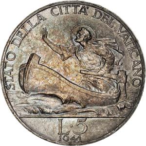 Vatican / Five Lire 1941 - reverse photo