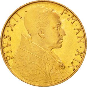Vatican / One Hundred Lire 1957 Gold - obverse photo