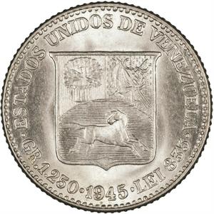 Venezuela / Twenty-five Centimos 1945 - reverse photo