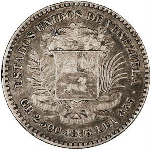 Venezuela / Fifty Centavos 1893 - reverse photo