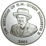 Four Thousand Kwacha Silver 2001 Queen's 75th Birthday: Photo Coin, Zambia, Four Thousand Kwacha Silver 2001 Queen Portrait / thumbnail
