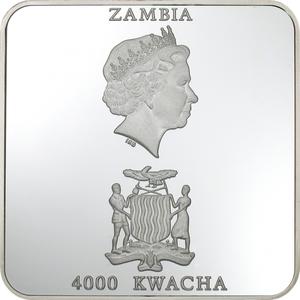 Zambia / Silver Fifty Grams 2001 Cat in the Window - obverse photo