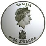 Four Thousand Kwacha Silver 2001 Queen's 75th Birthday: Photo Coin, Zambia, Four Thousand Kwacha Silver 2001 Queen Portrait / thumbnail