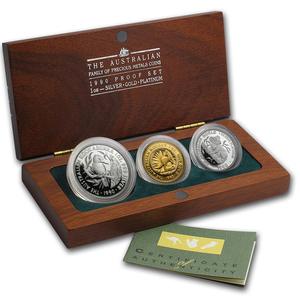 Australia / The Australian Family of Precious Metals Coins 1990 Proof Set (1 oz) - photo