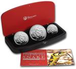 Australian Lunar Series II 2013 Year of the Snake Silver Proof Three-Coin Set: Photo 2013 Australia 3-Coin Silver Year of the Snake Proof Set