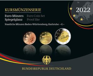 Germany / 2022 Euro-Münzen Spiegelglanz Staatliche Münzen Baden-Württemberg, Karlsruhe -G- - photo