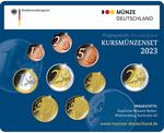 Kursmünzenset 2023 Stempelglanz (G) / Brilliant Uncirculated Set 2023 (Karlsruhe): Photo Business strike series collector coins 2023 brilliant uncirculated (G)