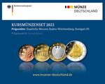 Kursmünzenset 2023 Spiegelglanz (F) / Proof Set 2023 (Stuttgart): Photo Business strike series collector coins 2023 mint gloss (F)