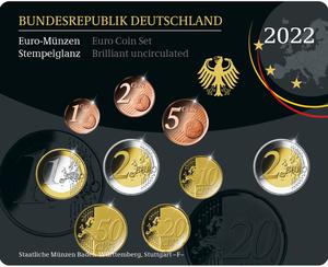 Germany / 2022 Euro-Münzen Stempelglanz Staatliche Münzen Baden-Württemberg, Stuttgart -F- - photo