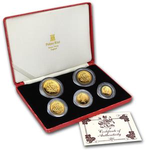 Isle of Man / Gold Angel 5-Coin Proof Set 1987 - photo