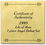 Angel Debut Set: Photo 1995 Isle of Man 3-Coin Gold & Silver Angel Debut Proof Set