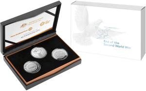 Multiple Countries / End of the Second World War Silver Proof Three-Coin Set, 2020 - photo
