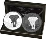 Elephant Black and White, 2025: Photo 2 oz Silver Coin Set - African Wildlife - Elephant - Black & White - 2025