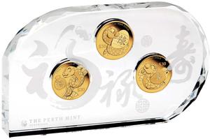 Tuvalu / Chinese Astrological Series 2025 Year of the Snake 1/5oz Gold Proof Three-Coin Set - photo