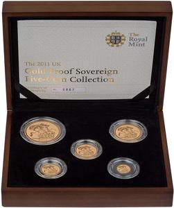 United Kingdom / The 2011 United Kingdom Gold Proof Sovereign Five-Coin Collection - photo